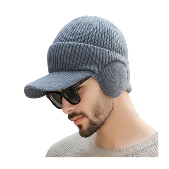 Strickmütze mit Ohrenklappen Einfarbig Stretch-Passform Warm Atmungsaktiv Strickstoff