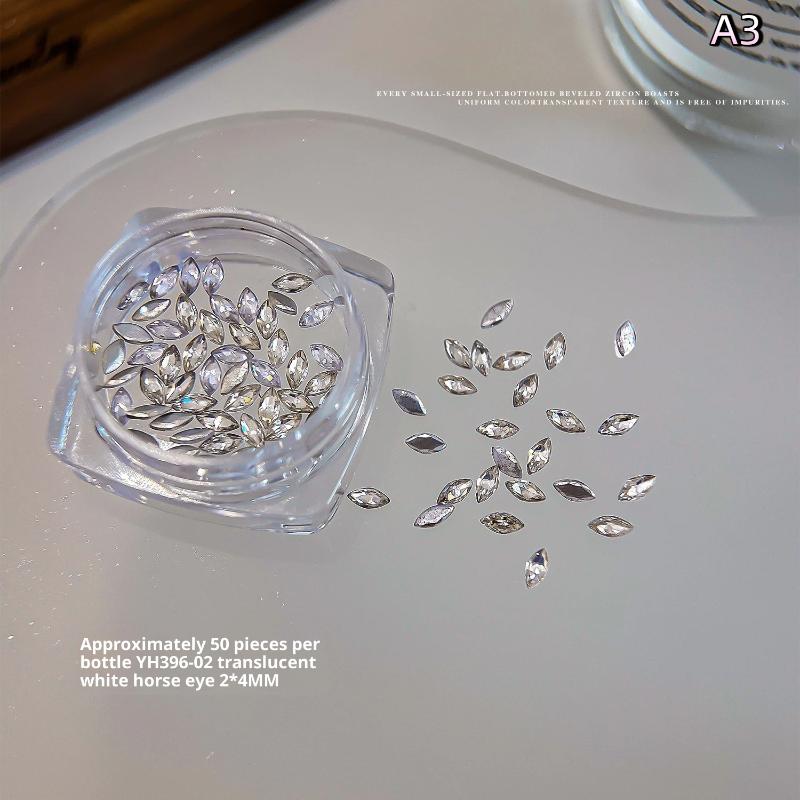 Mixed Zircon Nail Rhinestones Shiny Nail Diamond Flat Nail Gems Glass Stones Nails Decoration Nail Charm Diy Manicure Art