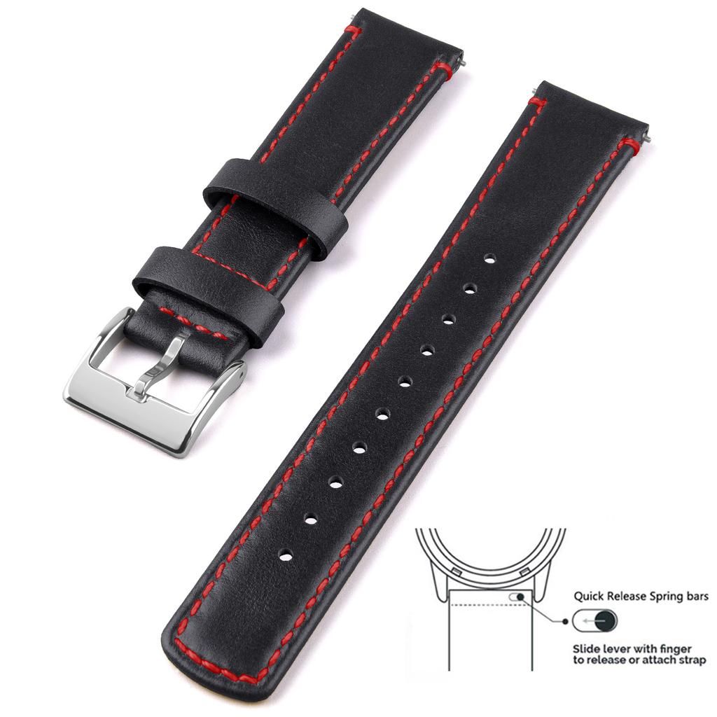 Genuine Leather Top Grain Watch Band, Quick Release 20mm/22mm Watch Strap, Fits Samsung Galaxy Watch, Men and Women Watch band