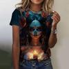 Summer Round Neck 3D Skull Print Top Fashionable Casual Short Sleeved Women's T-shirts