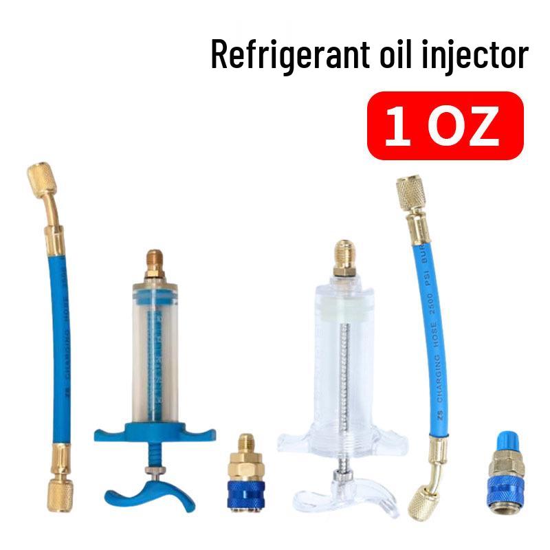 Car AC Oil & Dye Injector Tool, 1 oz, 1/4" Refrigerant Charging