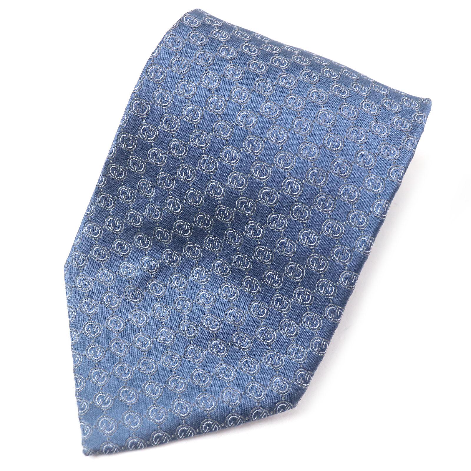 Pristine GUCCI tie GG logo crest wide tie Light blue silk mens Used