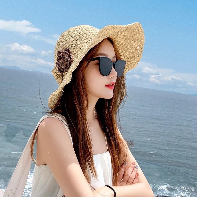 Lace Straw Sun Hat Children's Large Brim Summer Breathable Straw Hat Seaside Full Face Shading Sun Protection Hat Tide