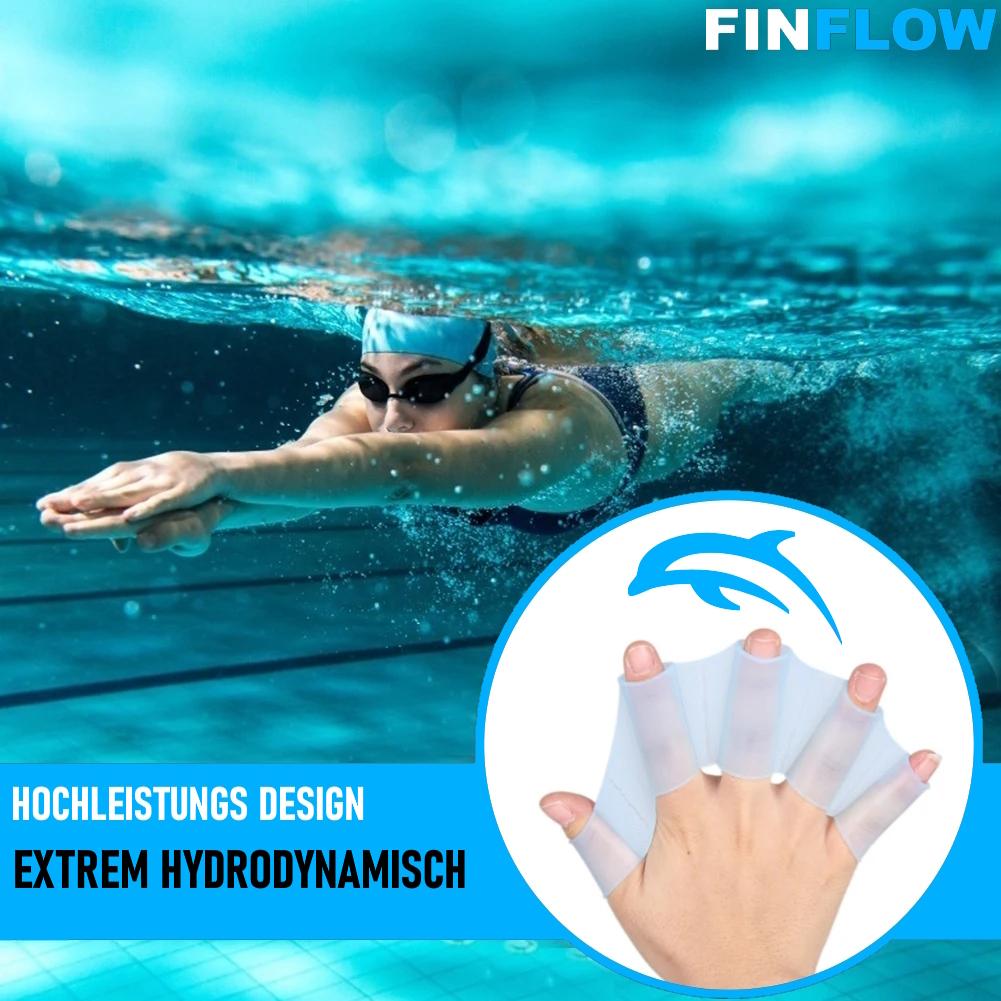 FINFLOW Schwimmhandschuhe Schwimmhäute Schwimmflossen Handschuhe Silikon Paddel