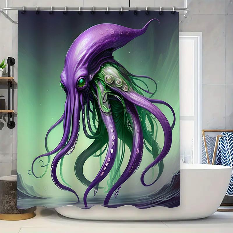 Purple Octopus Shower Curtain Underwater Marine Life Green Purple Extra Large 72x84 Perfect for Bathrooms (590136) 90x180cm
