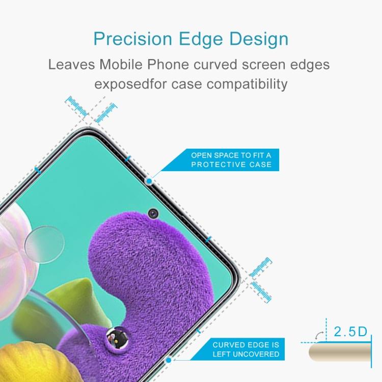 For Galaxy A51 0.26mm 9H Surface Hardness 2.5D Explosion-proof Tempered Glass Half Screen Film