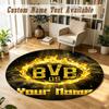 Round Rug Custom NameBorussia Dortmund Pattern Non Slip Carpet Home Floor Decor