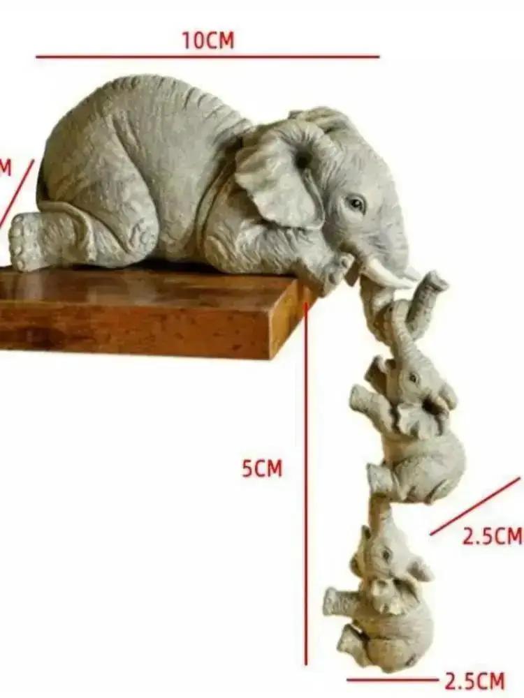 3Pcs/Set New Cute Elephant Figurines Home Decor Creative Crafts Elephant Holding Baby Elephant Resin Home Furnishing Gift Decor