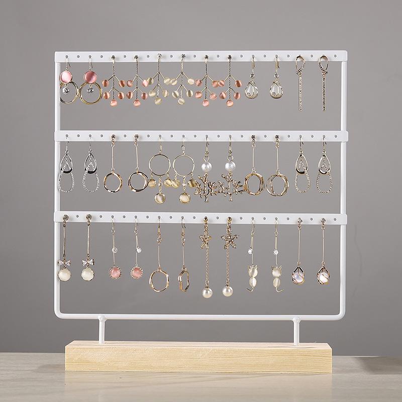 Solid Wood Iron Art Earring Holder Jewelry Display Stand for Home Storage and Hanging Ear Studs.