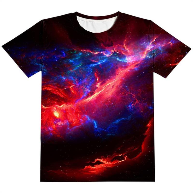 T-shirt une pièce pour enfants, motif ciel étoilé, pour garçons de 9 à 12 ans, à la mode, motif cosmique 3D, pour l'été