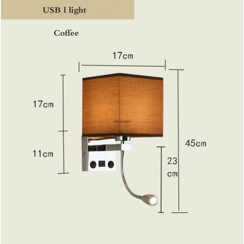 New LED Personalized Creative European Wall Lamp Hotel Room USB Charging Bedside Wall Lamp  Bedroom Wall Lamp