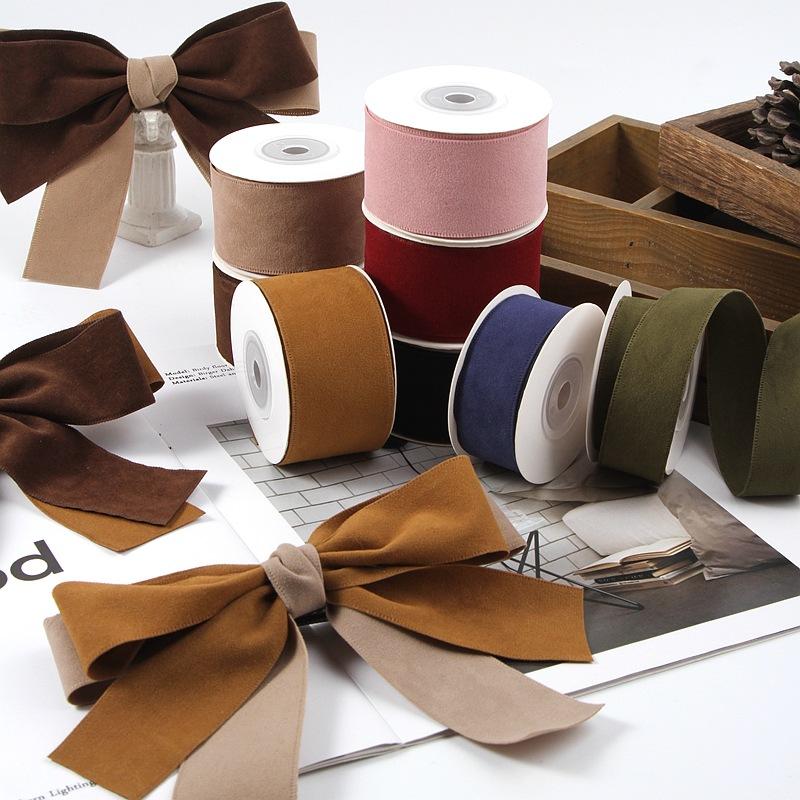Nastro scamosciato double face 25/38 mm Nastro di velluto tinta unita per cucito abbigliamento DIY Fiocchi per capelli Decorazione cappelli Accessori per artigianato Fornitura
