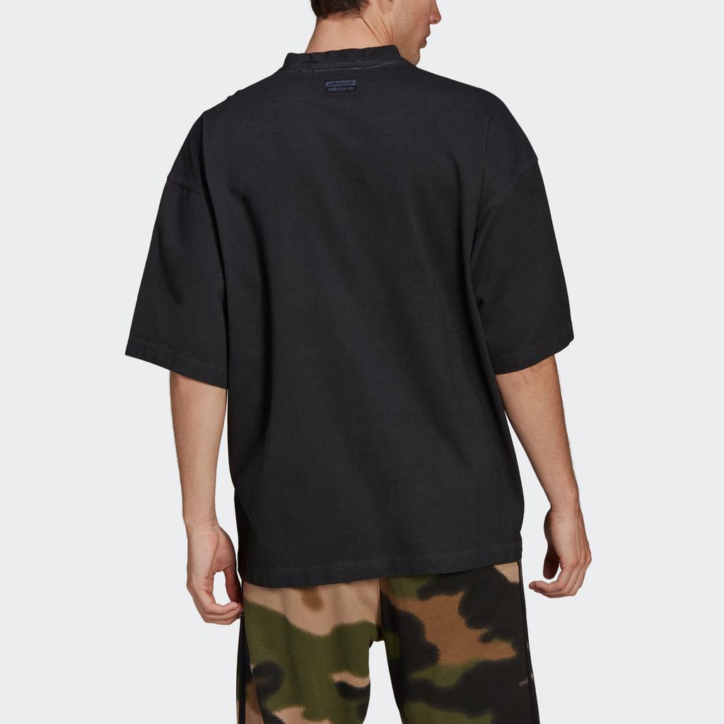 Adidas Originale Abstrakte Stickerei Lockerer Rundhals Sport T-Shirt Herren Tops Schwarz GN3323