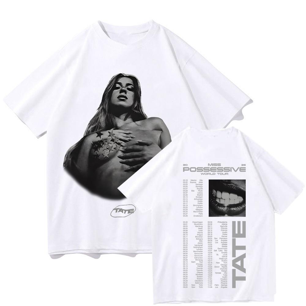 

Tate McRae Possession Tour Tshirt Retro Pattern Tshirt Miss Possession 2026 Album Summer Unisexs and Womens Cotton Tshirt S