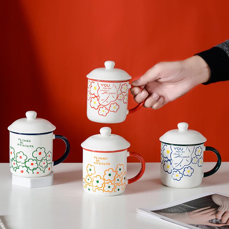 Strawberry Retro Enamel-style Cup with Lid