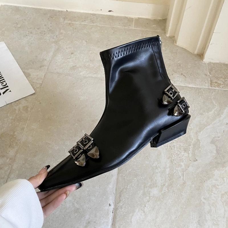 

Ankle Boots for Women Pointed Toe Heeled Designer Shoes Winter Fashion Chelsea Boots New Walking Buckle Trend Ladies Boots 40