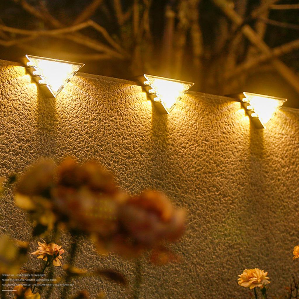 2 Pack Solar Stair Lights Waterproof IP65 Solar Step Lights Outdoor Triangle Stair Lamp for Staircase Patio Front Step Pathway