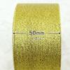 (25 Yards/roll) 50mm Gold And Silver Christmas Gift Packaging Ribbon High Quality Wedding Shiny Metal Ribbon