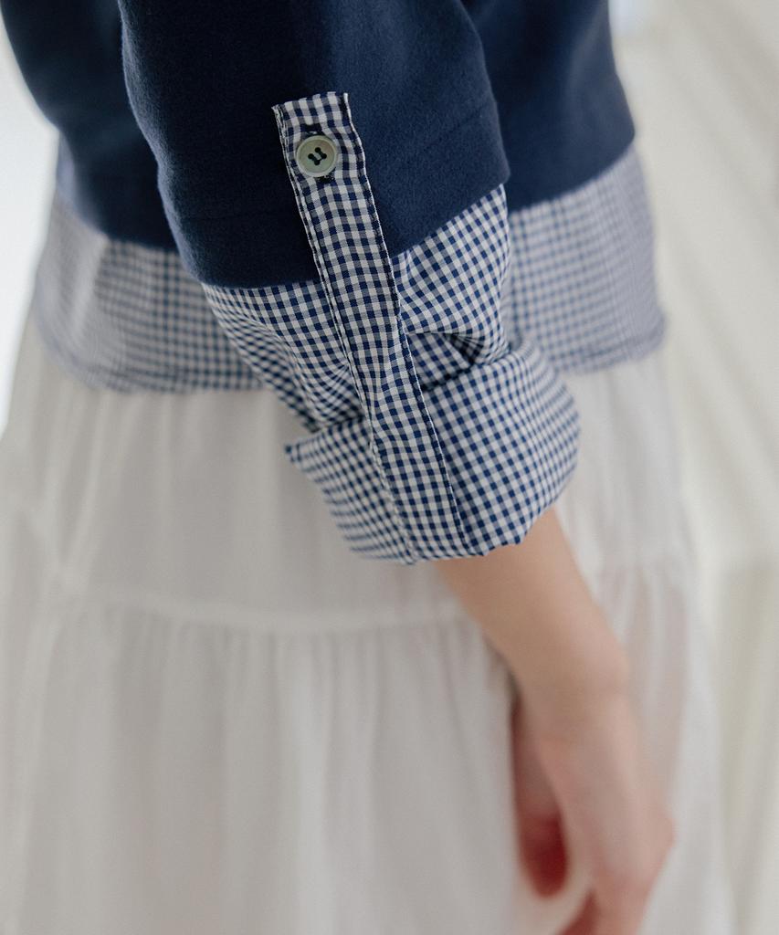 LETTER FROM MOON Chase Layered Collar Top (Navy)