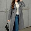 Damen Langer Wollmischmantel Übergroß Übergröße Trenchcoat Stil Winter Oberbekleidung Grau Blau