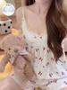 Pajamas with Chest Pads, Women's Summer Clouds, Cotton Feeling, Advanced Feeling, Can Be Worn Outside, Cartoon Suspenders, Shorts, Loungewear Set