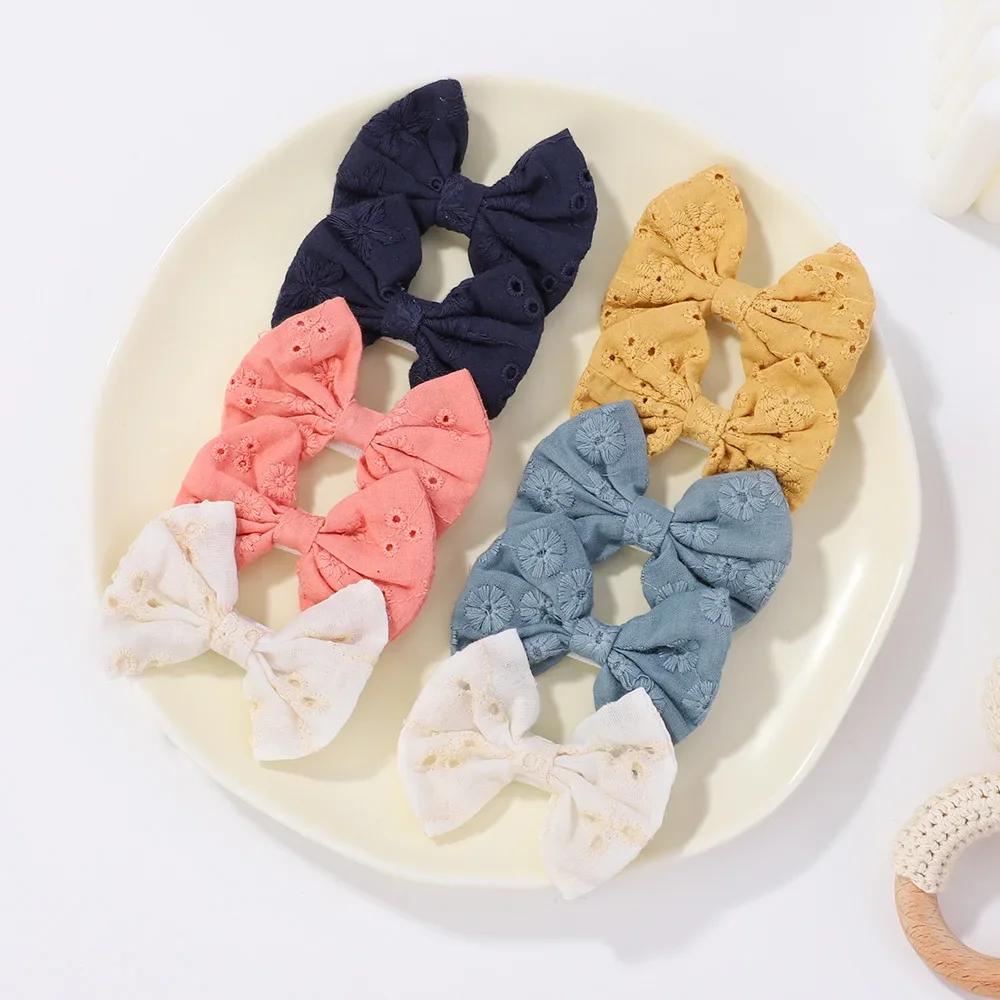 

10pcs/set Sweet Flower Print Bowknot Hair Clips for Baby Girls Cute Cotton Bows Hairpins Barrettes Headwear Kid Hair Accessories