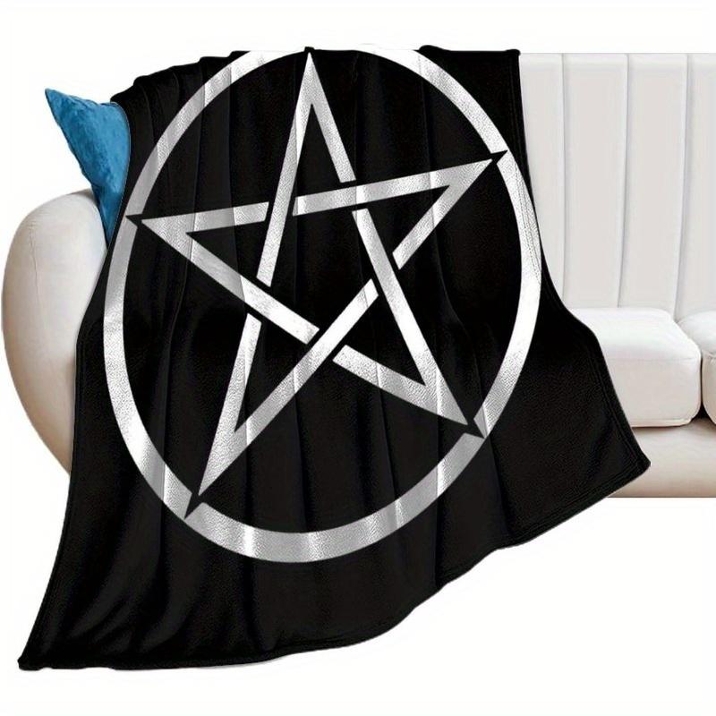 

Pentacle Witch Flannel Blanket – Soft Warm Throw – Modern Pagan Wicca Design – Super Plush for Sofa Bed Decor 130x150cm51x59in