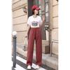 Vintage Fashion Plaid Casual Pants Versatile Ankola Red Loose Wide Leg Pants High Waist Skinny Lazy Straight Pants
