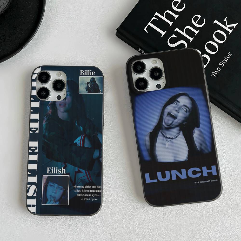 Pop E-Eilish Star B-billie Corrugated Stripe Phone Case For IPhone 17 16 15 14 13 12 11 Pro Max Plus Pro Shockproof Cover