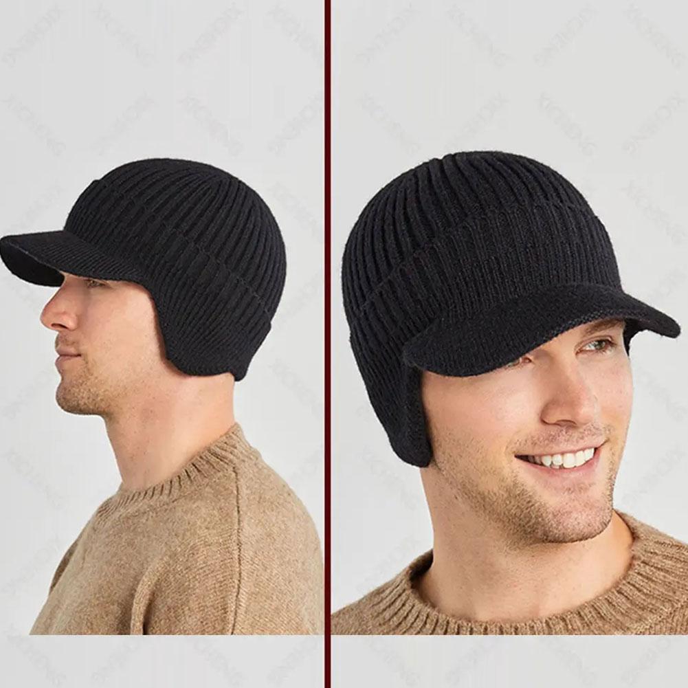 Outdoor Ear Protector Cap Thick Bicycle Knitted Cap Thickened Hat Men Tongue Scarf Windproof Baseball Knitted Cap Bomber Hats