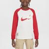 Nike Sportswear Serpent Welcome Collection Crew Neck Fashion Versatile Pullover Long Sleeve Kids Tops Sail IH0993-133