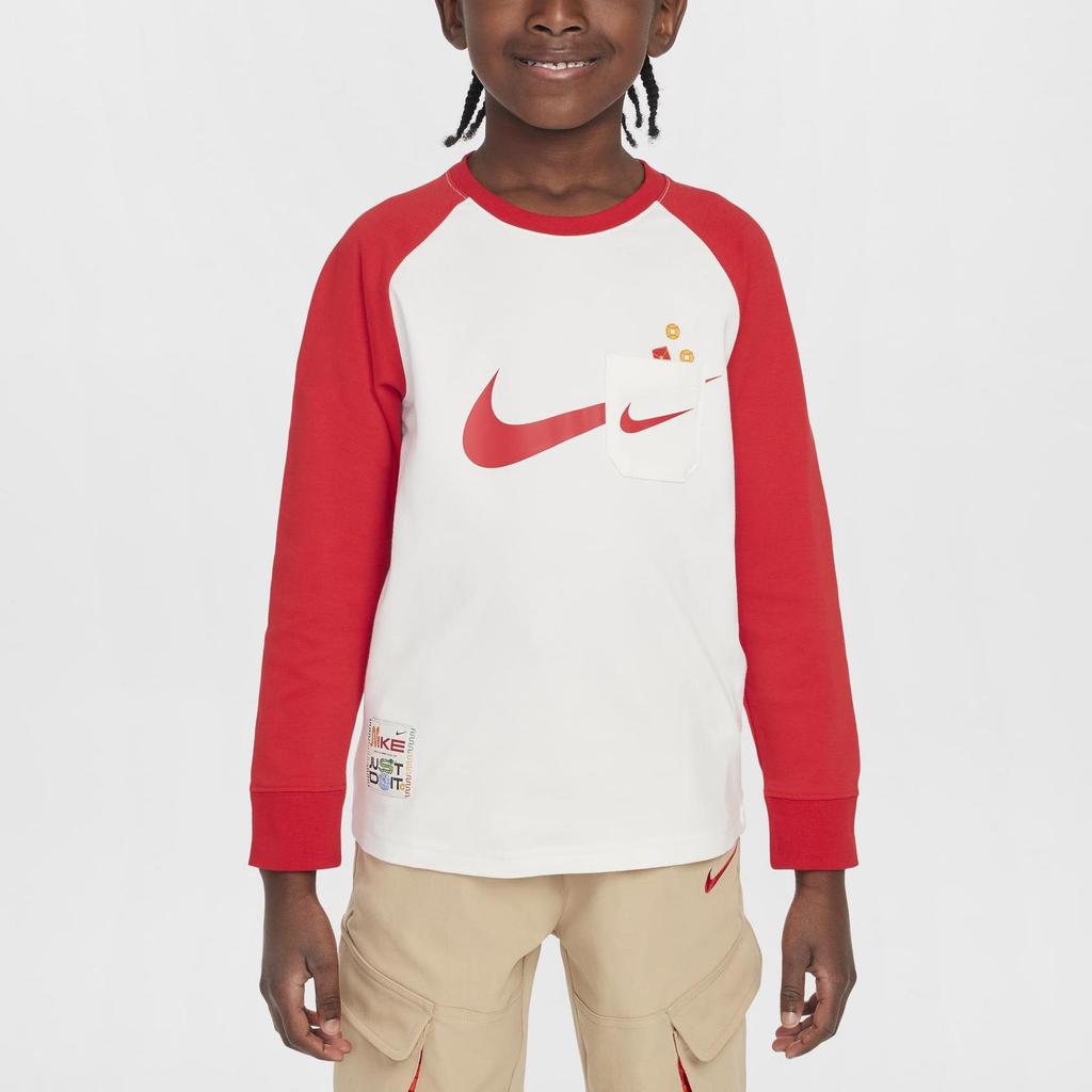 Nike Sportswear Serpent Welcome Collection Crew Neck Fashion Versatile Pullover Long Sleeve Kids Tops Sail IH0993-133