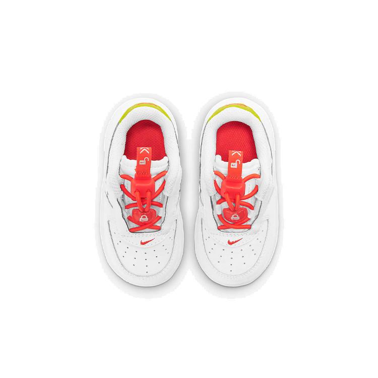 Nike Air Force 1 Toggle Low Top Skateboard Shoes White Red Yellow Infant And Toddler CU5289-102