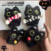 Cute Little Black Cat Bell Keychain Pendant Plush Toy Doll Christmas Tree Hanging Accessories For Boy Girl Brithday Gifts