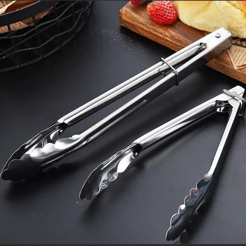 Kitchen Food Stainless Steel Tong Tool Heat Bread Salad BBQ Cooking Serving Utensil Bead Clip Clamp Meat Barbecue Tools Buffet