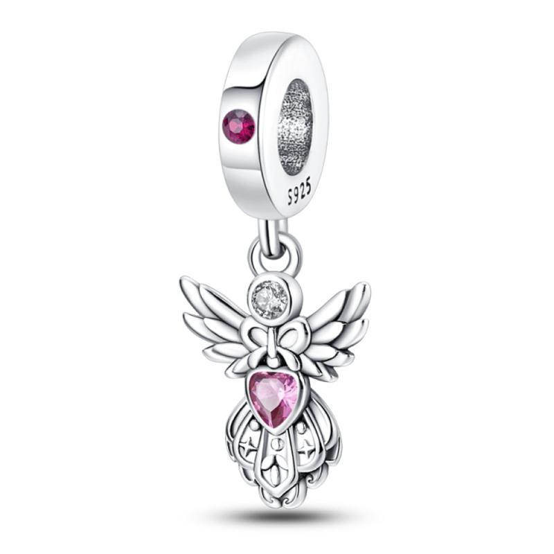 Classic Copper Pink Retro Heart Shape Lotus Angel Butterfly Charms Beads Fit 3Mm Original Bracelets Diy Jewelry
