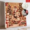 5D Pearl Painting Kit Framed with Christmas Nutcracker on Rocking Horse Design Sparkling Bead Art Canvas DIY Relaxing Craft for Wall Decor Gift