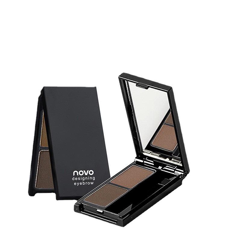 NOVO Dual-Color Eyebrow Powder: Waterproof, Sweatproof, Non-Smudging, Long-Lasting, Natural Look - Perfect for Beginners and Students.