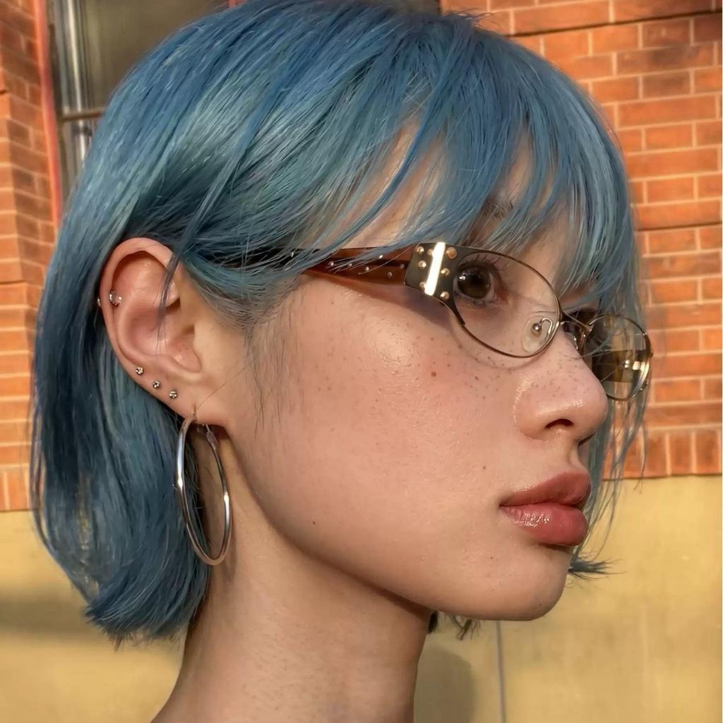 Retro metal rivet YK with degree, high myopia, plain flat glasses