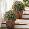 2 Pack Artificial Rose Boxwood Topiary Ball Trees with Ground Faux Shrubs for Outdoor Indoor Garden Porch