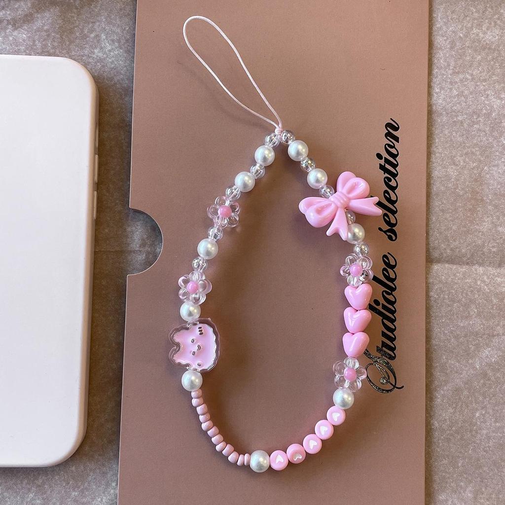 Stylish Floral Pearl Beaded Phone Lanyard for Women – Light Luxury, High-End Feel, Anti-Lost Chain
