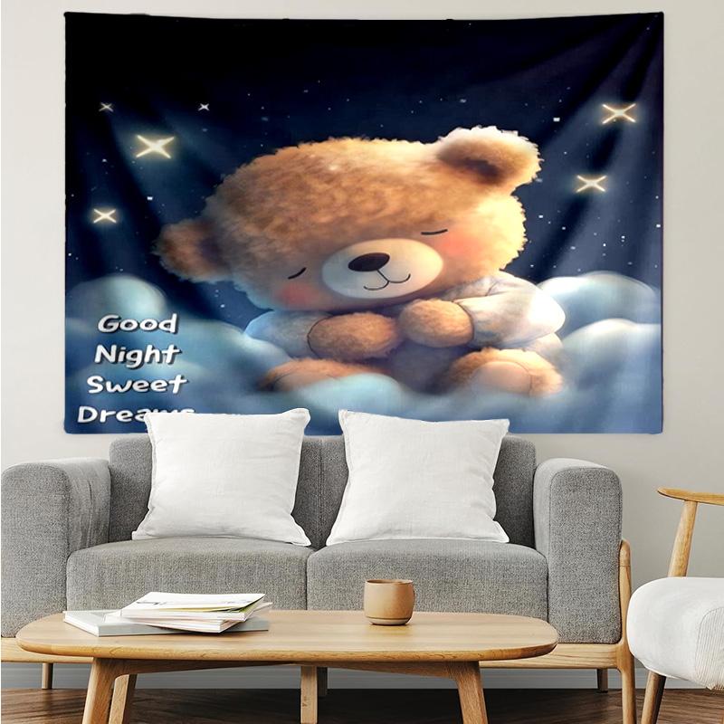 Teddy Bear Night Sky Tapestry Hanging for Bedroom,Livingroom, Playroom,Decor Art Room Wall Tapestry Holiday and Birthday Gifts