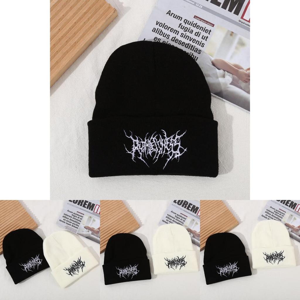 Unisex Acrylic Knit Cap With Embroidery For Winter Outdoor Activities