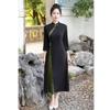 Ai Qi embroidery fashion improvement new Chinese long seven-quarter sleeve cheongsam big swing skirt autumn new daily wear