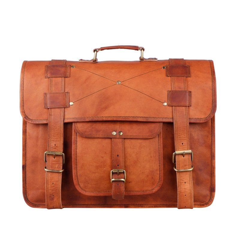 Customized Real Leather Laptop Briefcase, Leather Shoulder Messenger Bag, Brown Genuine Leather Bag, Leather Cross Body Bag
