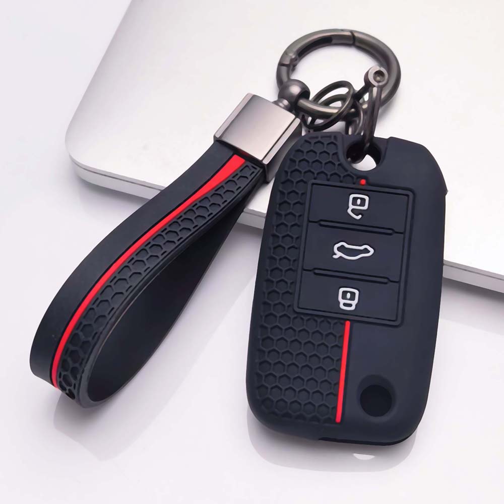 Silicone Key Cover With Keychain For MG ZS HS MG5 MG6 MG3 For Roewe RX5 RX3 I5 3 Button Flip Remote Key Fob Protector