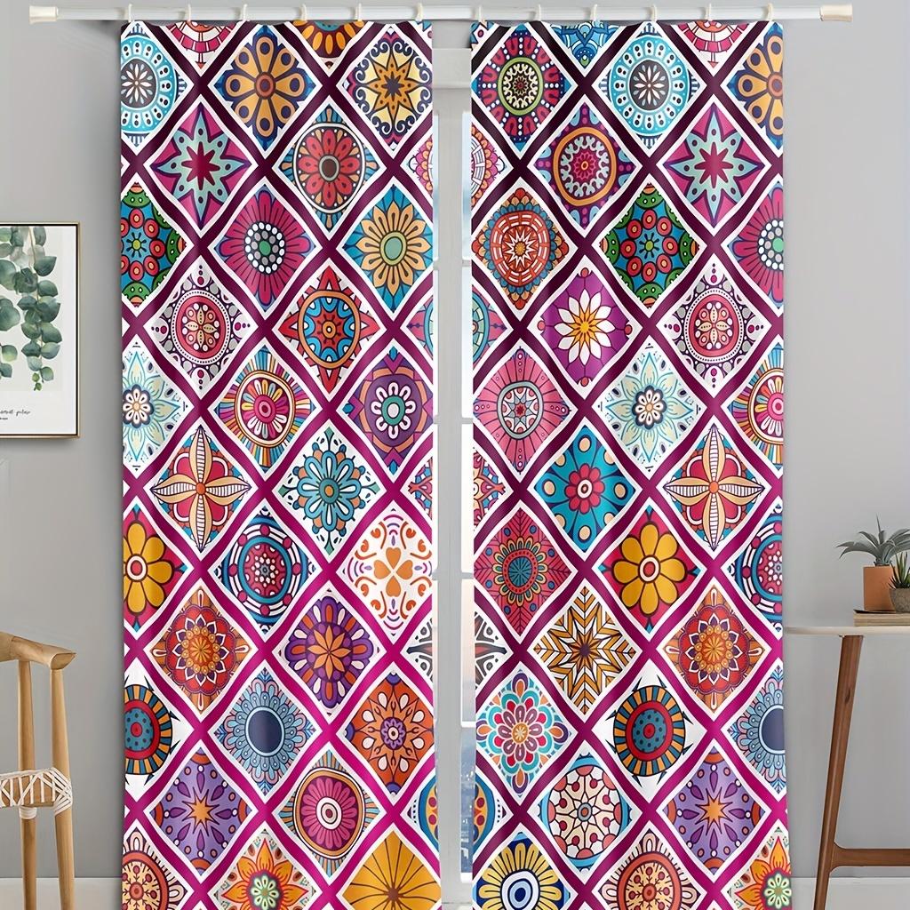 Baroque Abstract Geometric Bohemia BohoWindow Curtains Blinds for Kids Living Room Bedroom Kitchen Door Home Decor 2Pcs Bothroom
