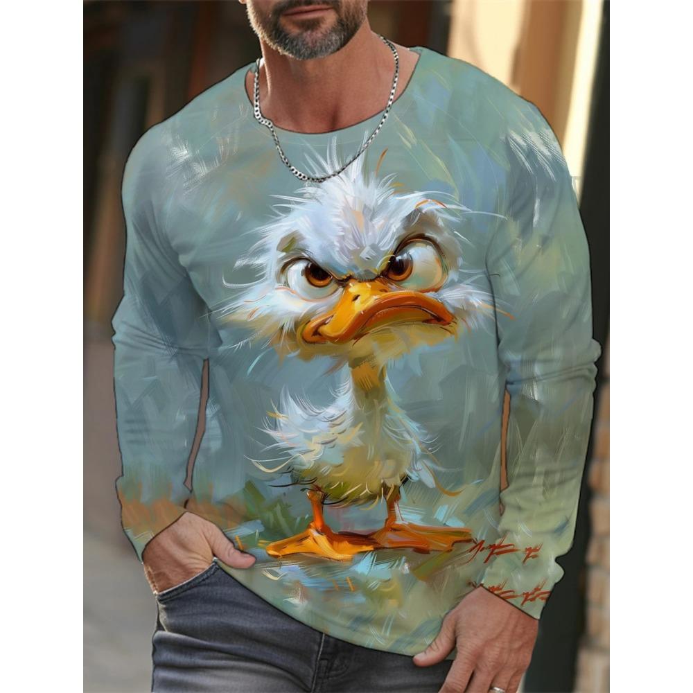 Funny 3D Animal Print Men's T-shirts Hip Hop Trend Harajuku Street Clothes Autumn Loose Top Fashion Long Sleeve T-shirts