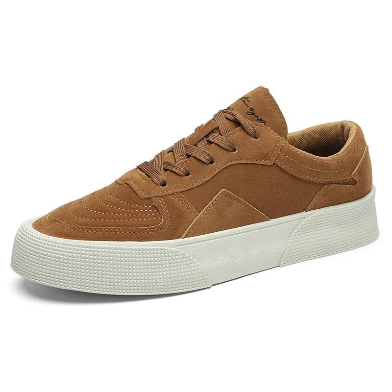 Mens Casual Shoes, Genuine Leather Mens Shoes, Lace-up Thick-soled Mens Sports Shoes, Breathable Lightweight Skate Shoes for Men