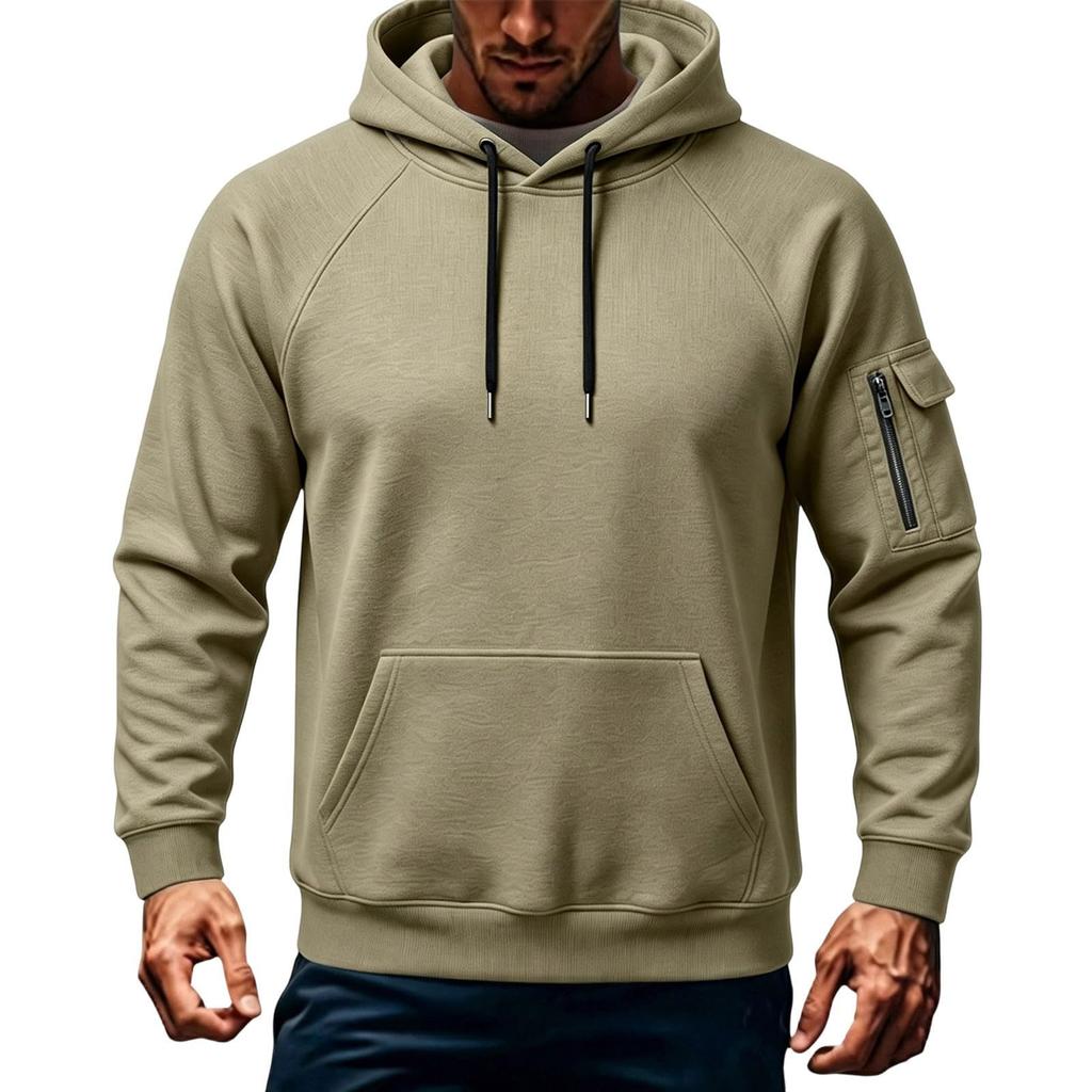 Men's Casual Sports Hoodie Drop Shoulder Long Sleeve Neck Hooded Pullover Sweatshirt